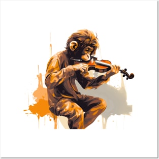 Monkey Playing Violin Posters and Art